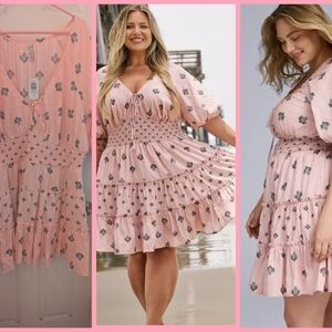 Torrid Pink Floral Mini Dress